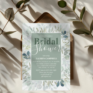 Rustic Watercolor Greenery Bridal Shower Invitation