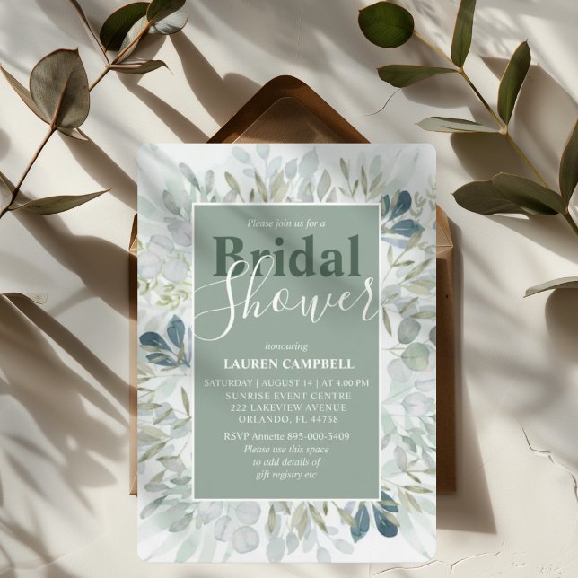Rustic Watercolor Greenery Bridal Shower Invitation (Creator Uploaded)