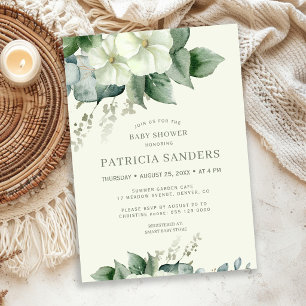 Rustic watercolor greenery eucalyptus baby shower invitation
