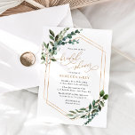 Rustic Watercolor Greenery Gold Bridal Shower Invitation<br><div class="desc">This elegant Rustic Greenery Gold collection features mixed watercolor greenery leaves with a gold geometric frame paired with a classy serif font in black. Matching items available.</div>