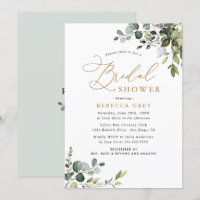 Rustic Watercolor Greenery Gold Bridal Shower