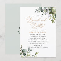 Rustic Watercolor Greenery Gold Brunch & Bubbly