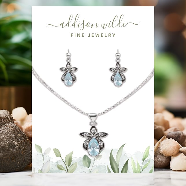 Rustic Watercolor Greenery Jewellery Display Business Card (Creator Uploaded)