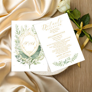 Rustic Watercolor Greenery Wedding Details Enclosure Card