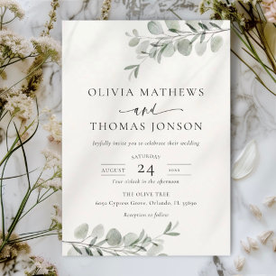 Rustic Watercolor Greenery Wedding  Invitation
