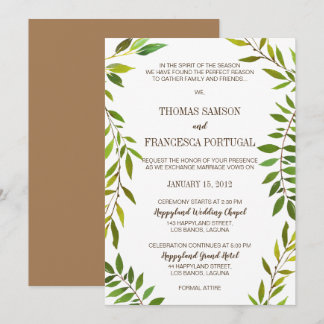 Rustic Watercolor Greenery Wedding Invitation Card