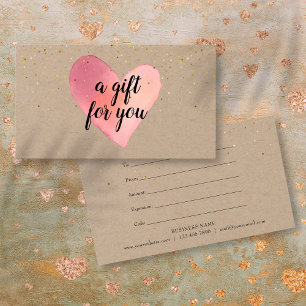 Rustic Watercolor Heart Gift Certificate