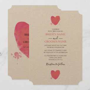 Rustic Watercolor Heart Wedding Invitations
