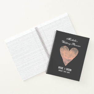 Rustic watercolor heart wedding spiral notebook
