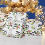 Rustic Watercolor Holly Pattern Merry Christmas Wrapping Paper<br><div class="desc">Merry Christmas | Add a festive accent to your gifts with this holiday wrapper paper. It features a holiday pattern of watercolour holly and rustic brush calligraphy. This Christmas pattern wrapping paper is available in other items. Matching items are available.</div>