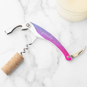 Rustic Watercolor Holographic Bridesmaid Name Corkscrew