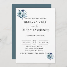 rustic watercolor illustration blue floral bouquet