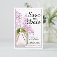 Rustic Watercolor Jar of Lilac Flowers Wedding