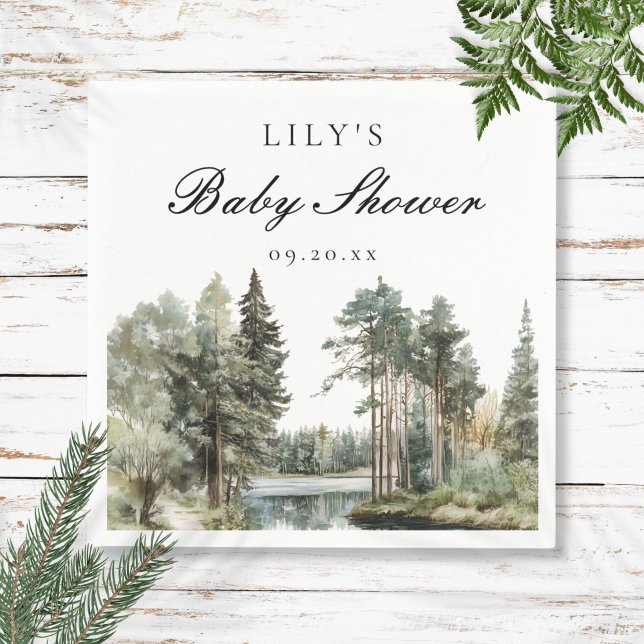 Rustic Watercolor Lake Forest Woodland Baby Shower Napkin (Rustic Watercolor Lake Forest Woodland Baby Shower Napkins)