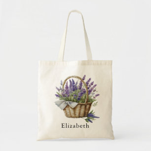 Rustic Watercolor Lavender Flowers Personalised Tote Bag