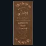 Rustic Watercolor Leaves Chestnut Brown Wedding Programme<br><div class="desc">This beautiful wedding program features an elegant boho chic design with hand painted sprigs of autumn watercolor leaves on a marbled chestnut brown coloured background. The titles are written in fancy script calligraphy, and there is space for your ceremony and wedding party details, as well as a short thank you...</div>