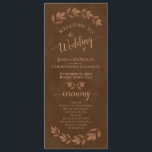 Rustic Watercolor Leaves Chestnut Brown Wedding Programme<br><div class="desc">This beautiful wedding program features an elegant boho chic design with hand painted sprigs of autumn watercolor leaves on a marbled chestnut brown coloured background. The titles are written in fancy script calligraphy, and there is space for your ceremony and wedding party details, as well as a short thank you...</div>
