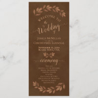 Rustic Watercolor Leaves Chestnut Brown Wedding