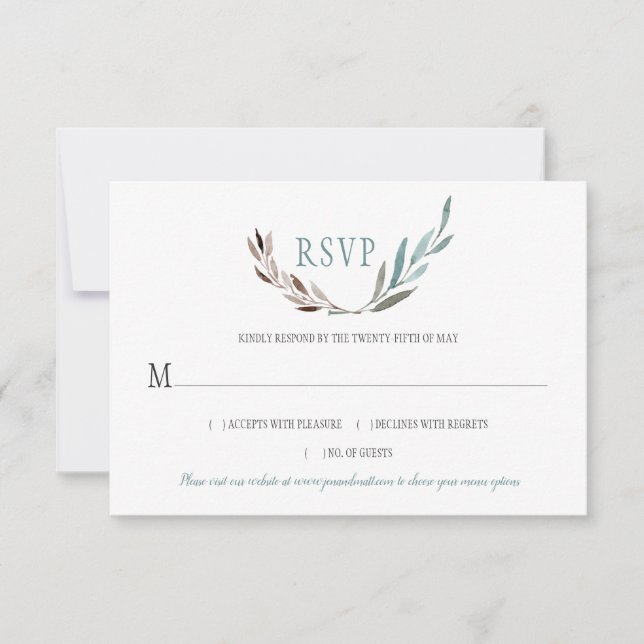 Rustic Watercolor Leaves RSVP Card (Front)