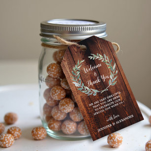 Rustic watercolor leaves wedding Welcome Thank you Gift Tags