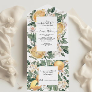 Rustic Watercolor Lemon Italian Citrus Baby Shower All In One Invitation