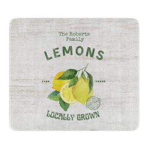 Rustic Watercolor Lemon – Vintage Aesthetic Citrus Cutting Board