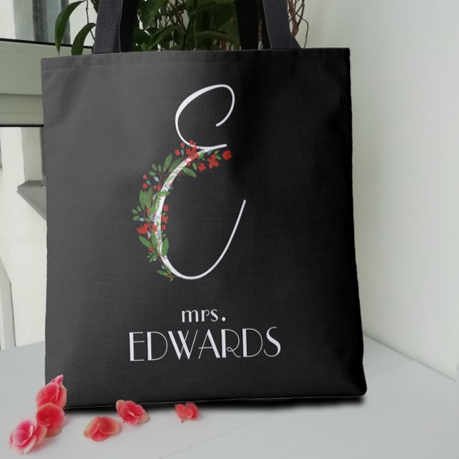 Rustic watercolor monogram E teacher Tote Bag (Creator Uploaded)