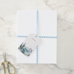 Rustic watercolor mountain custom gift tags