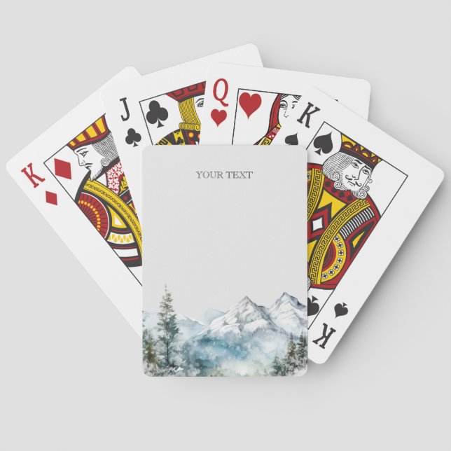 Rustic watercolor mountain custom playing cards (Back)