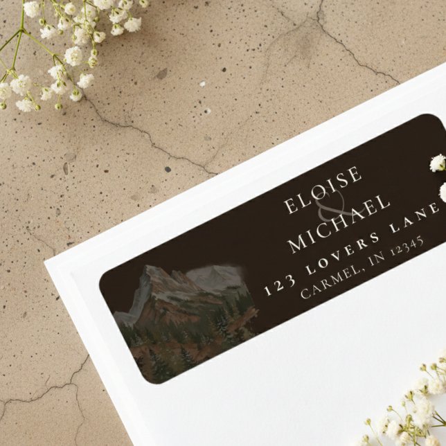 Rustic Watercolor Mountain Landscape Wedding (Rustic Watercolor Mountain Landscape Wedding Label)