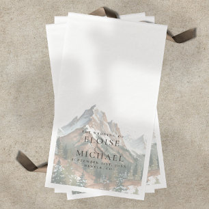 Rustic Watercolor Mountain Landscape Wedding Napkin