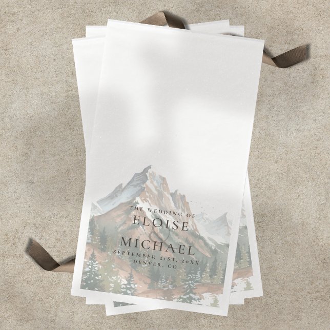 Rustic Watercolor Mountain Landscape Wedding Napkin (Rustic Watercolor Mountain Landscape Wedding Paper Guest Towels)