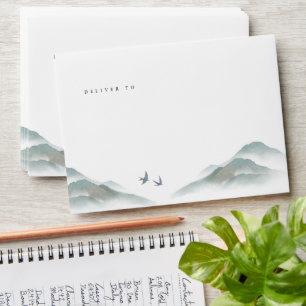 Rustic Watercolor Mountain Outdoor Envelope
