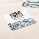 Rustic Watercolor Mountain Photo Save the Date  Square Paper Coaster<br><div class="desc">Rustic Watercolor Mountain Save the Date Paper Coasters - coasters are part of a collection. Non- photo option also available. Coasters are part of a collection.</div>
