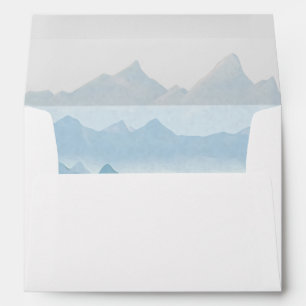 Rustic watercolor mountain range, country wedding envelope