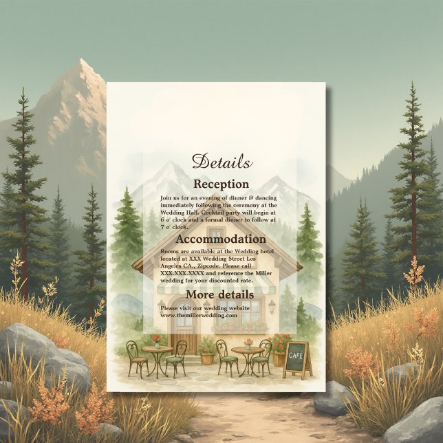 Rustic watercolor Mountain wedding Destination  Enclosure Card (Creator Uploaded)