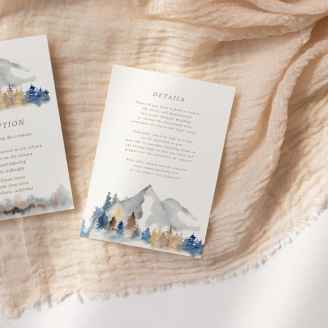 Rustic Watercolor Mountain Wedding Info Card (Creator Uploaded)