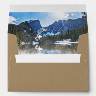 Rustic Watercolor Mountain Wedding Return Address Envelope