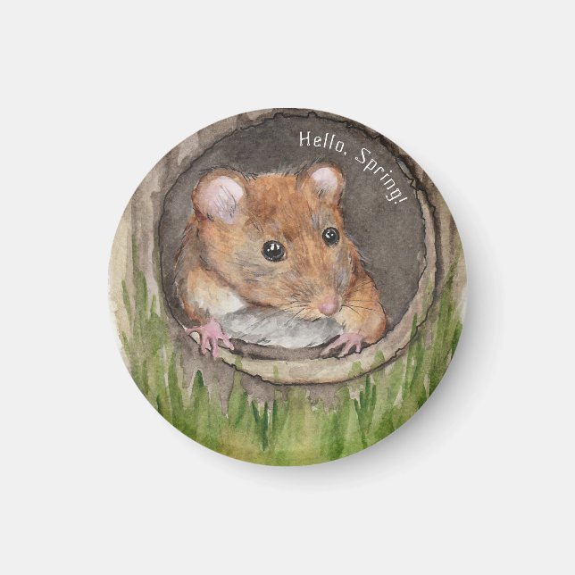 Rustic Watercolor Mouse Magnet (Front)