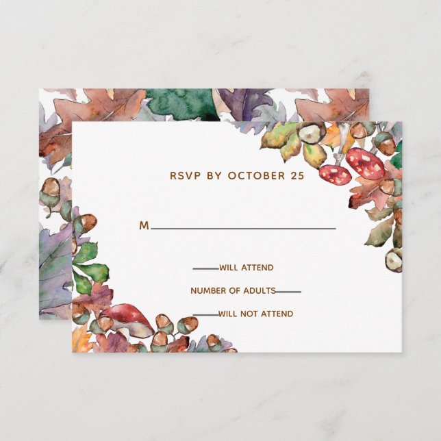 Rustic Watercolor Mushrooms Fall Wedding Invitation (Front/Back)