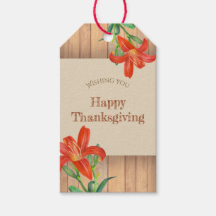 Rustic Watercolor Orange Lily Floral Art Gift Tags