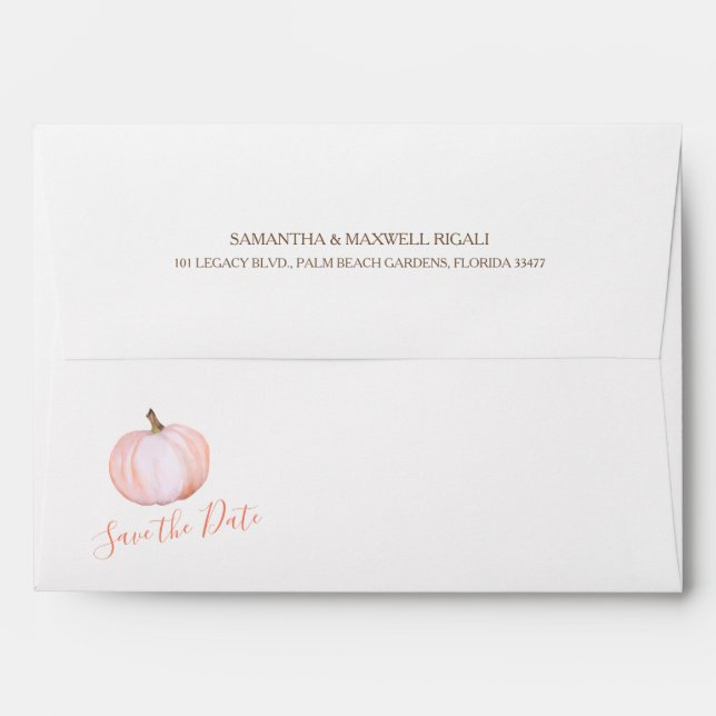 Rustic Watercolor Orange Pumpkin Address Envelope (Back (Top Flap))