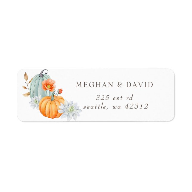 Rustic Watercolor Orange Pumpkins Fall Wedding (Front)
