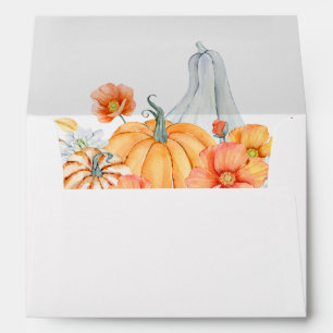 Rustic Watercolor Orange Pumpkins Fall Wedding Envelope