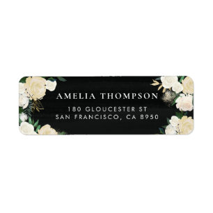 Rustic Watercolor Pale Peonies Faux Chalkboard