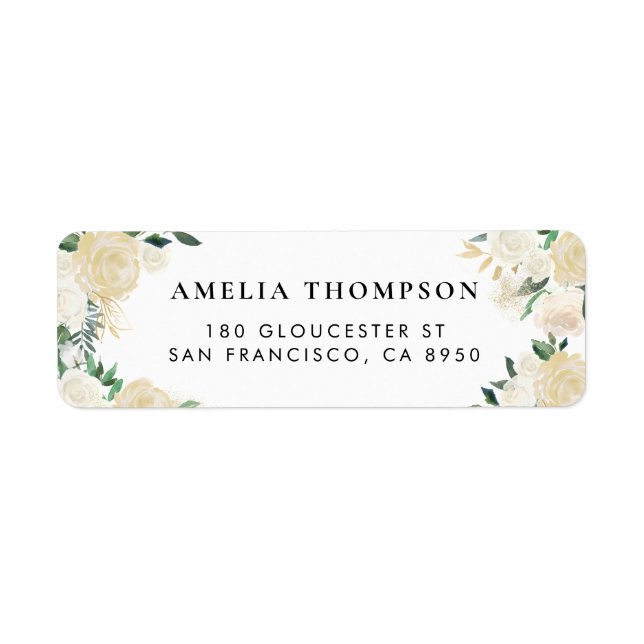 Rustic Watercolor Pale Peonies with Gold Accents (Front)