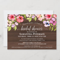 Rustic Watercolor Pansies Barn Wood Bridal Shower