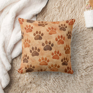 Rustic Watercolor Paw Print Pattern (1) Cushion