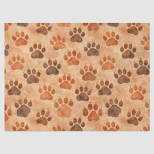 Rustic Watercolor Paw Print Pattern (1) Tissue Paper