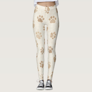 Rustic Watercolor Paw Print Pattern (2) Leggings